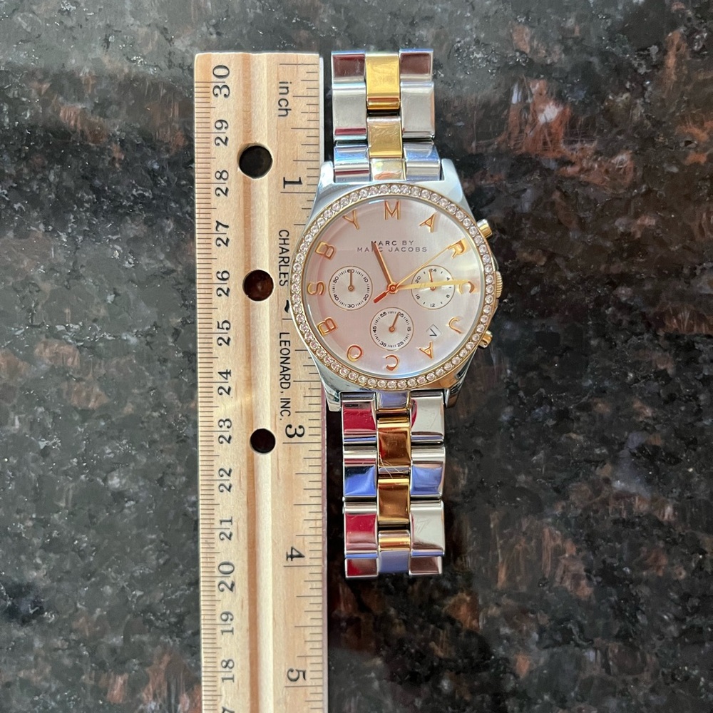 Marc by Marc Jacobs Two-Tone Gold and Silver Crystal Bezel Watch MBM3197 - Picture 4 of 5